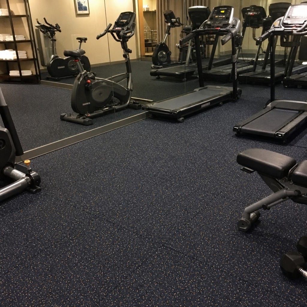 Customer photo review of 12mm Commercial Rubber Gym Tiles | 1m² Per Tile | Blue/Black & White/Black