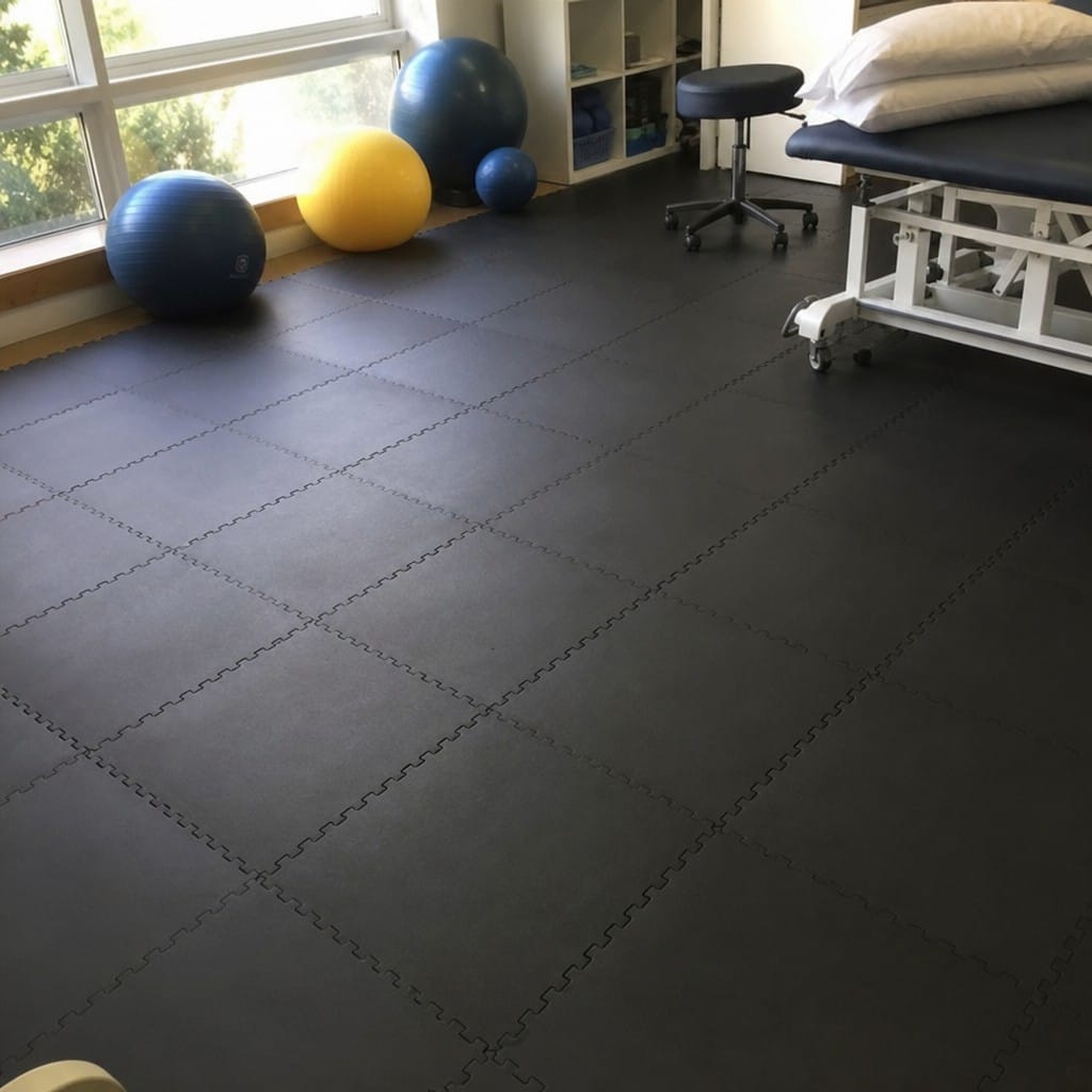 Customer photo review of 16mm Interlocking Rubber Gym Tiles | 500mm × 500mm | EN 13893 Certified | Commercial Grade