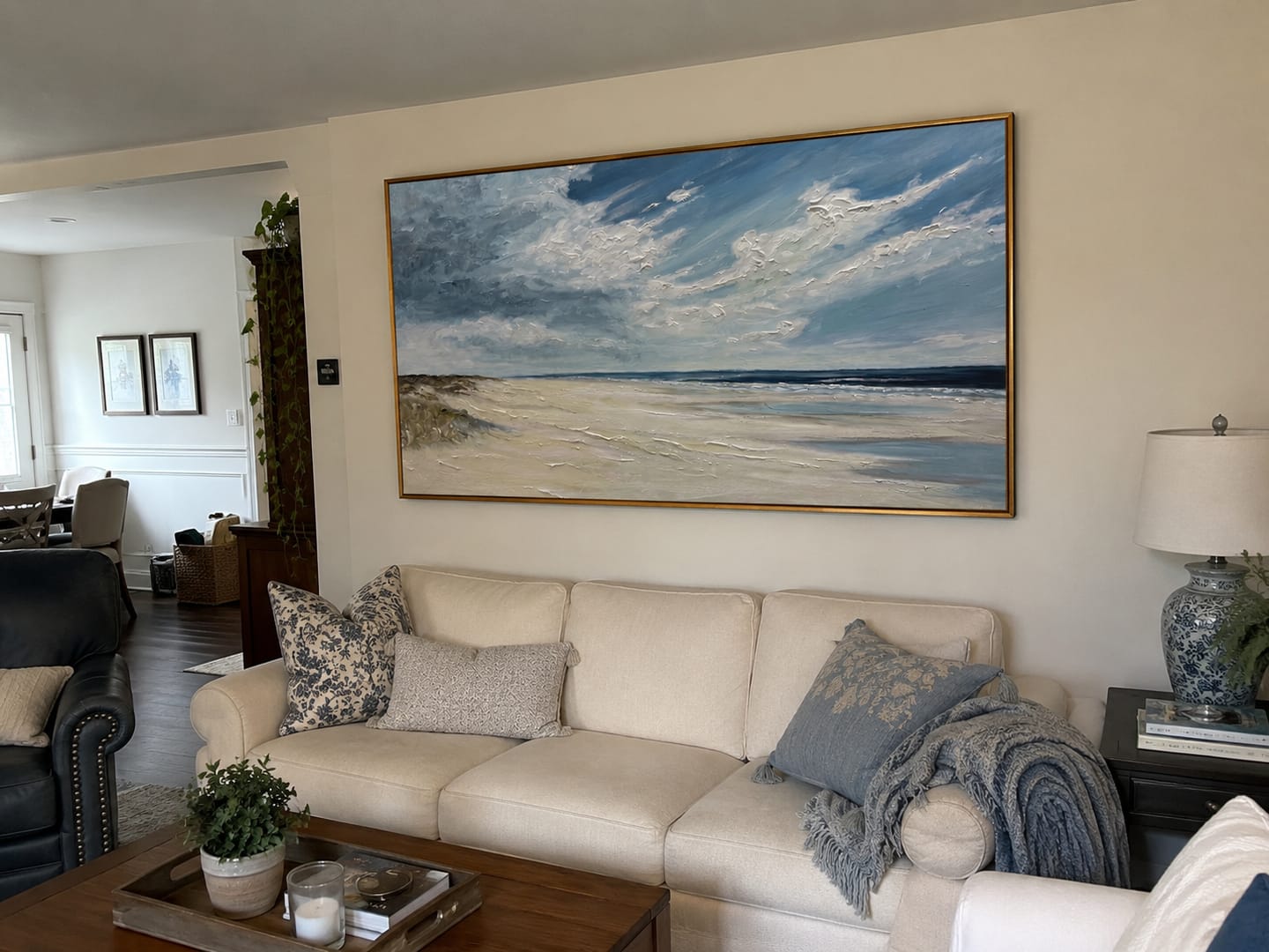 Customer photo review of Ocean Breeze – Modern Beach Landscape Impasto Texture Painting | Coastal Modern Living Room & Bedroom Art