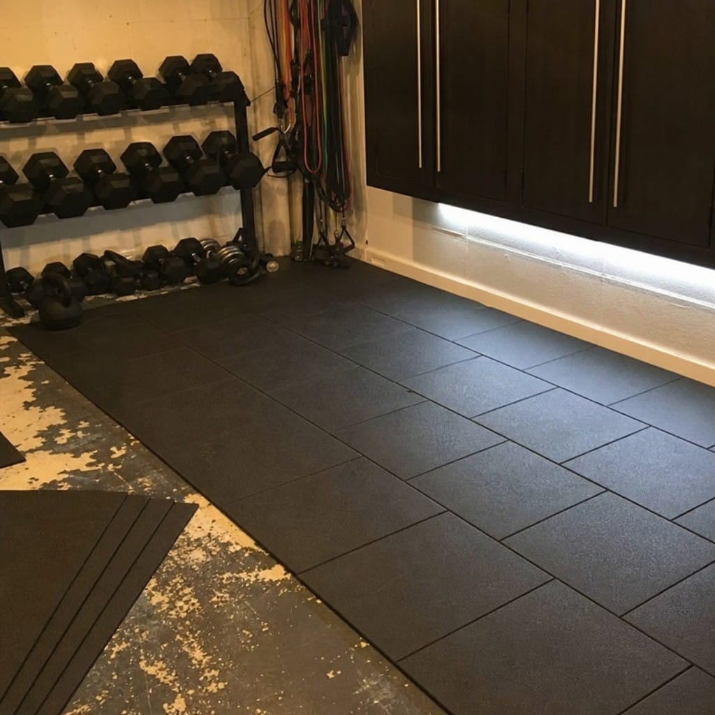 Customer photo review of TitanForce Pro 20mm Rubber Gym Flooring Tiles 100x50cm | Precision Moulded | UK Stock