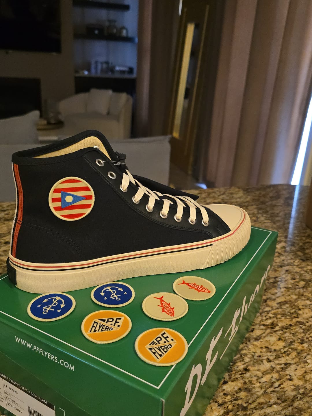 Customer photo review of Center Slightly Choppy High-Top Black/Cream