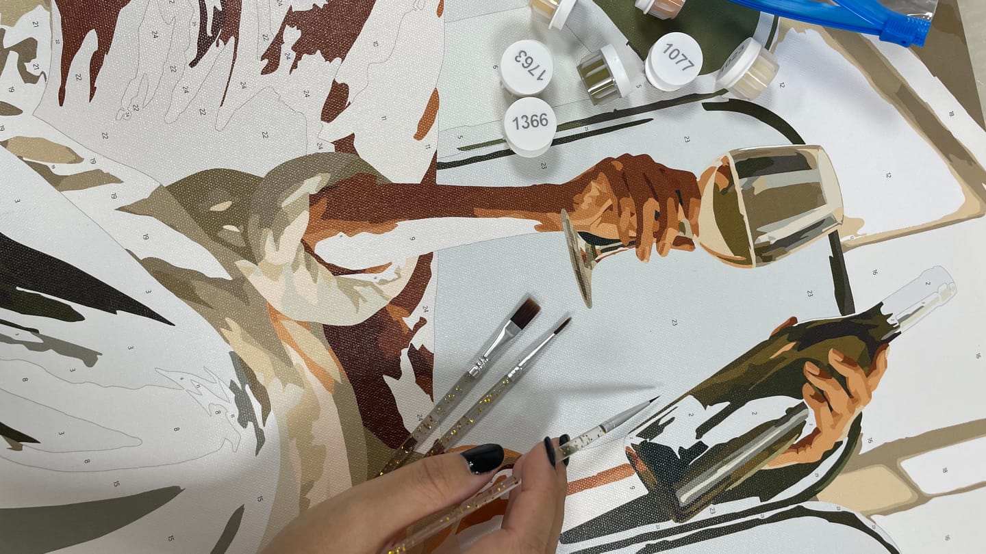 Customer photo review of Wine in Bed | Paint by Number