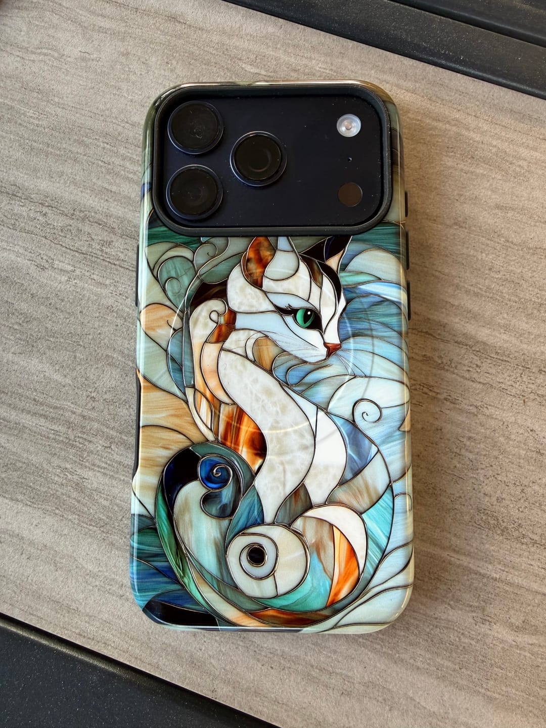 Customer photo review of Cat Abstract Stained Glass Design iPhone Case