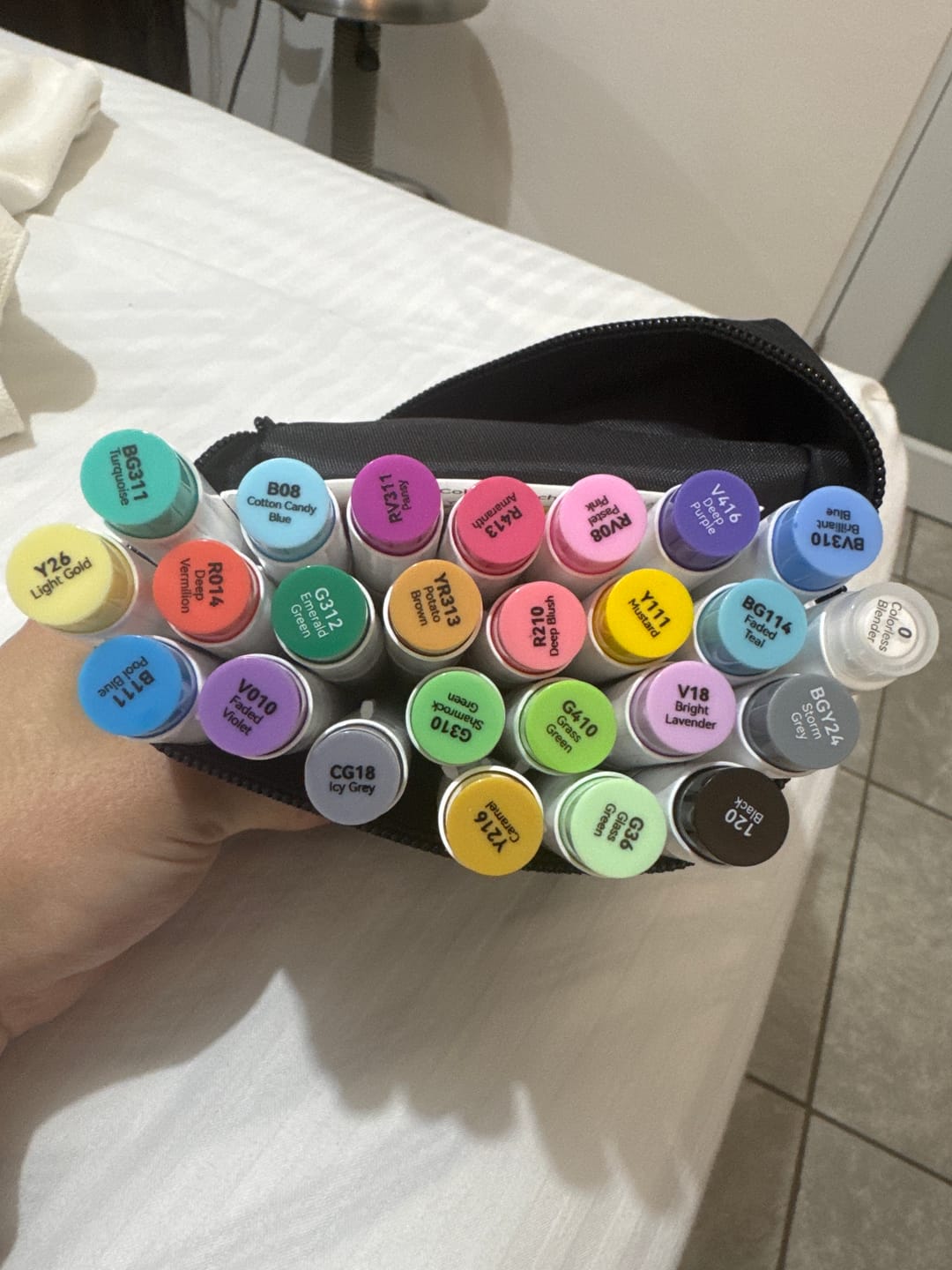 Customer photo review of Ohuhu Honolulu 24 Basic Colors Dual Tips Alcohol Art Markers (New Color Codes)
