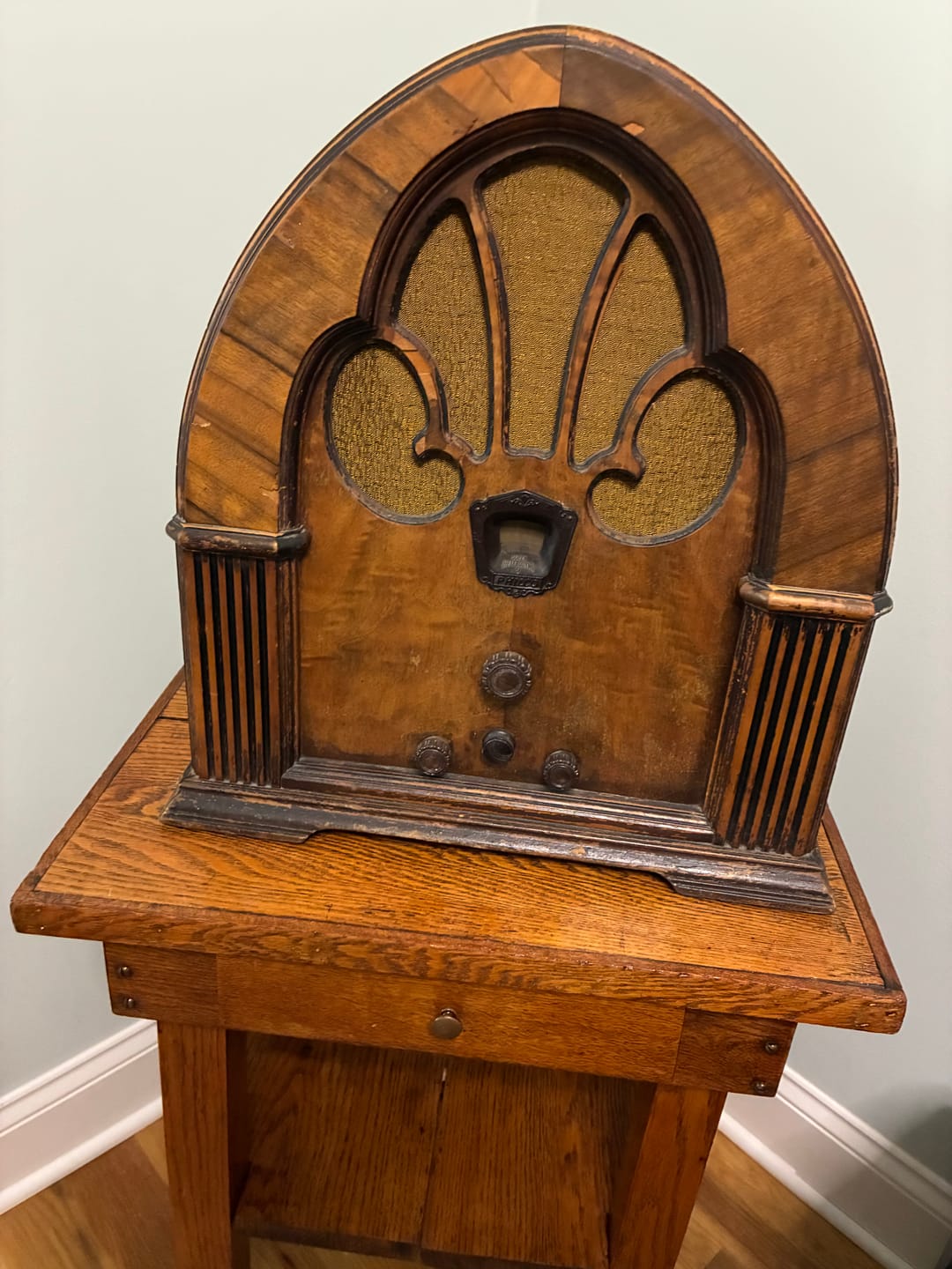 Customer photo review of Vintage Fabric for Speaker Grill Cloth - Antique Radio Grille Restoration #01