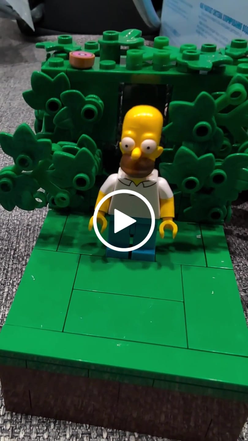 Customer video review of Buildable Homer in the Bushes Display Set