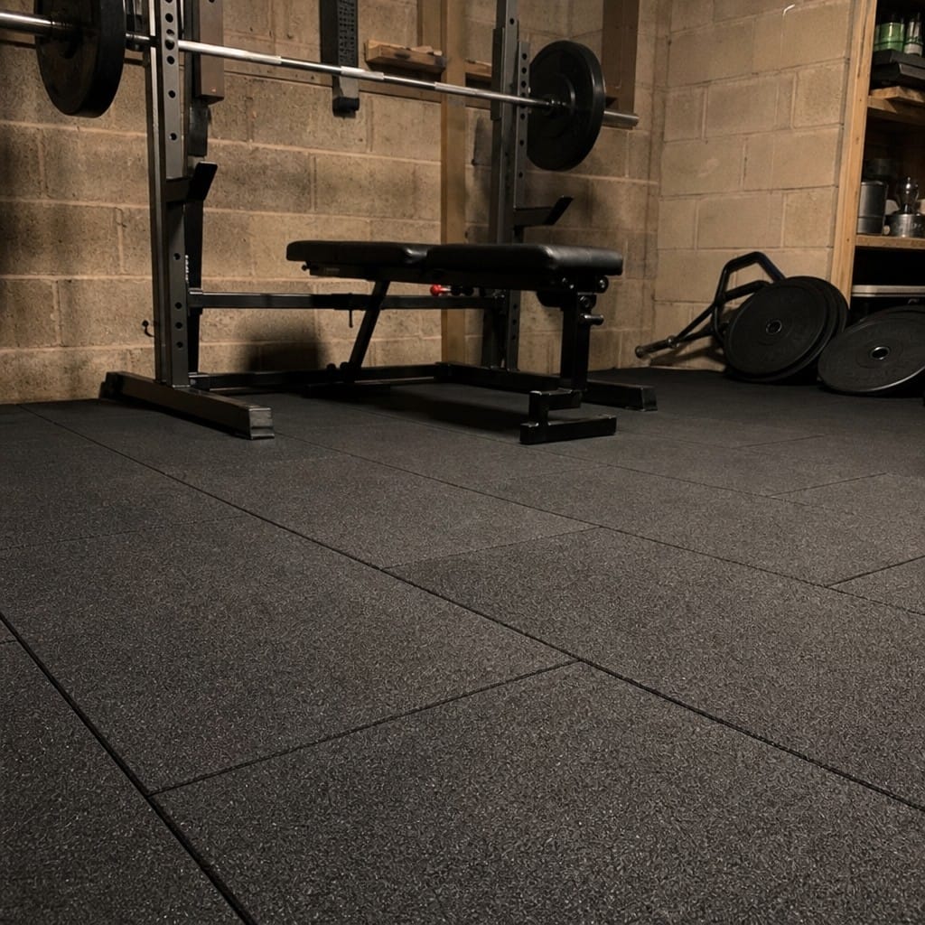 Customer photo review of TitanForce Pro 20mm Rubber Gym Flooring Tiles 100x50cm | Precision Moulded | UK Stock