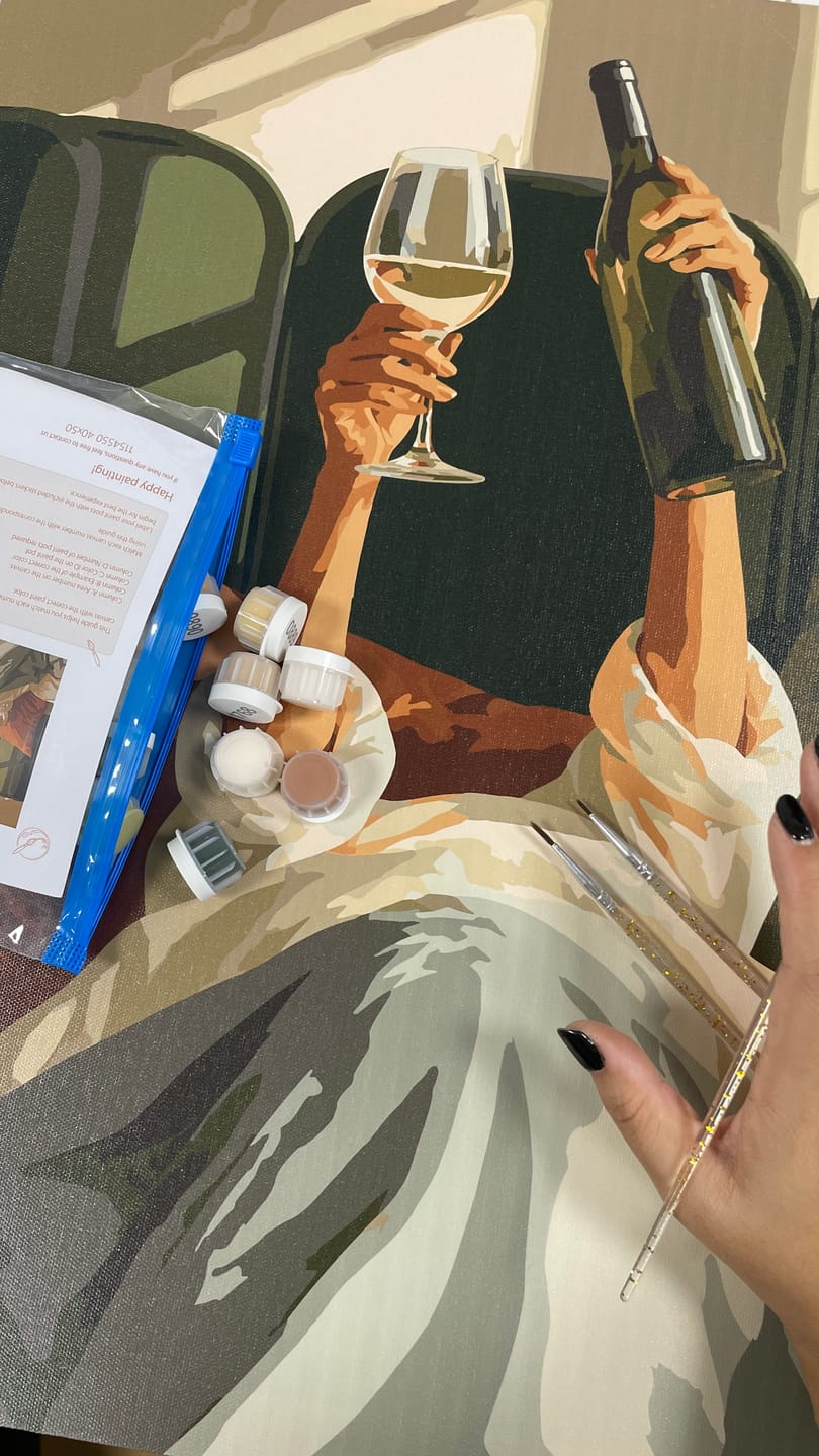 Customer photo review of Wine in Bed | Paint by Number