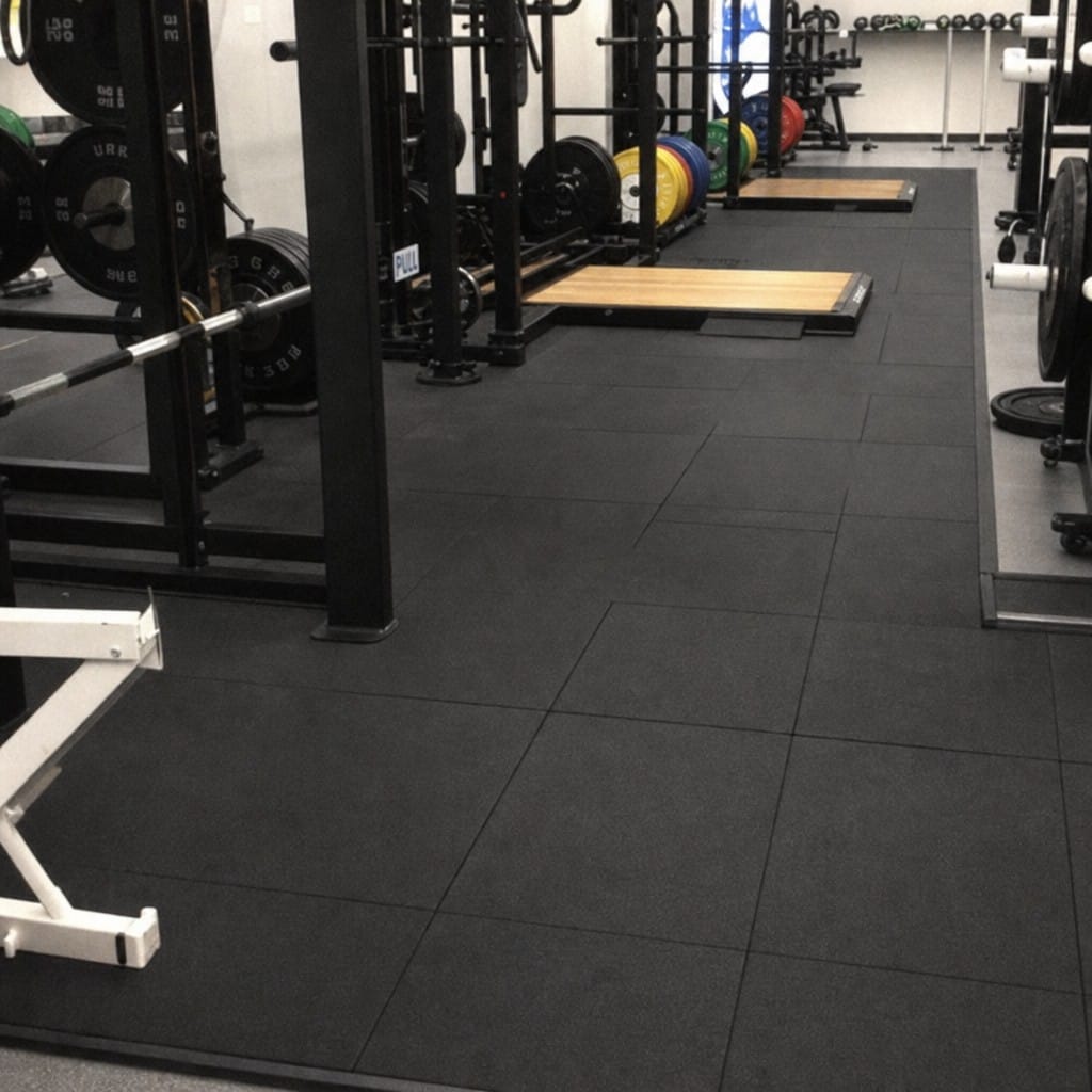 Customer photo review of TitanForce Pro 20mm Rubber Gym Flooring Tiles 100x50cm | Precision Moulded | UK Stock