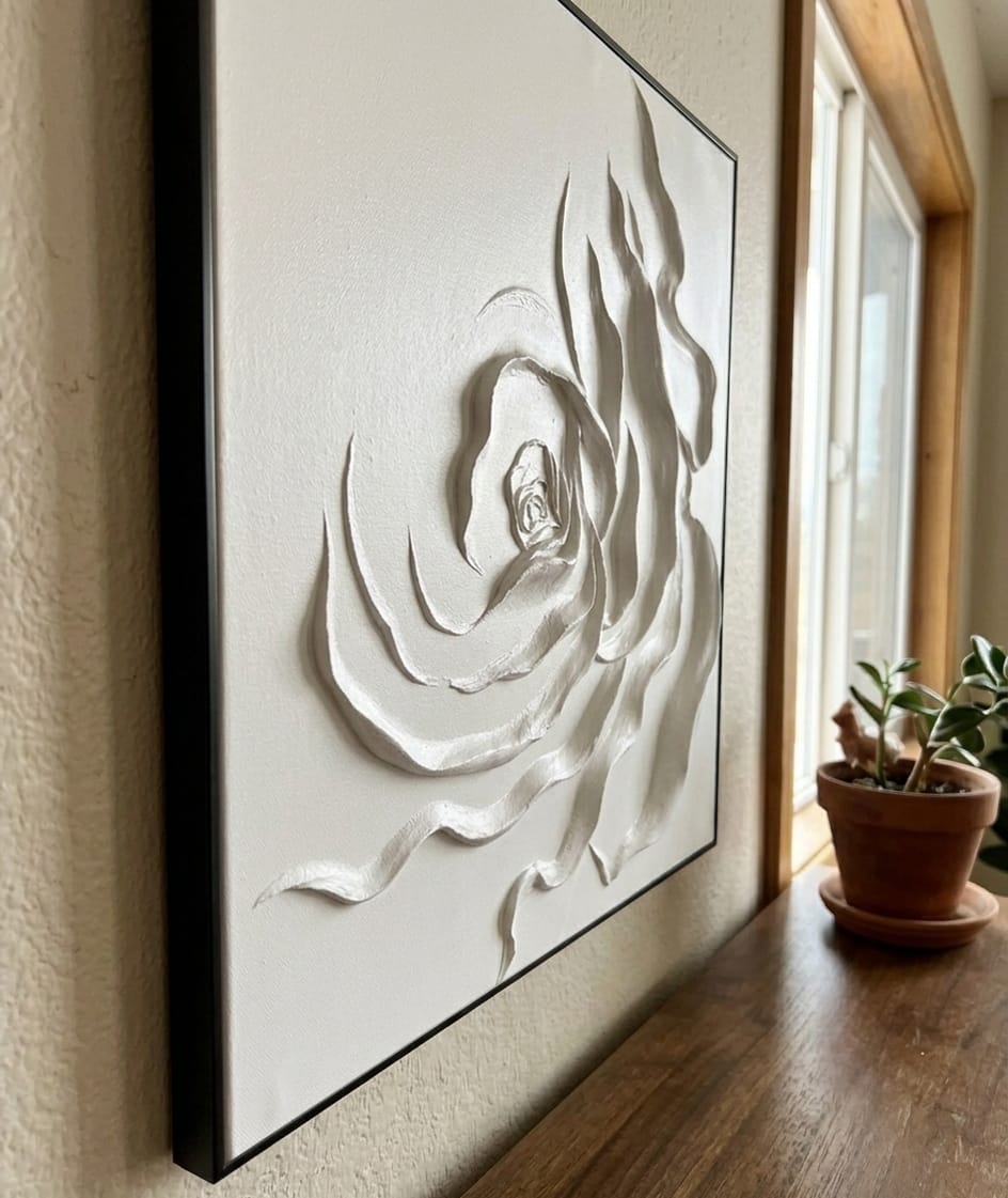 Customer photo review of White Flower & Tree Abstract Textured Wall Art #ML135