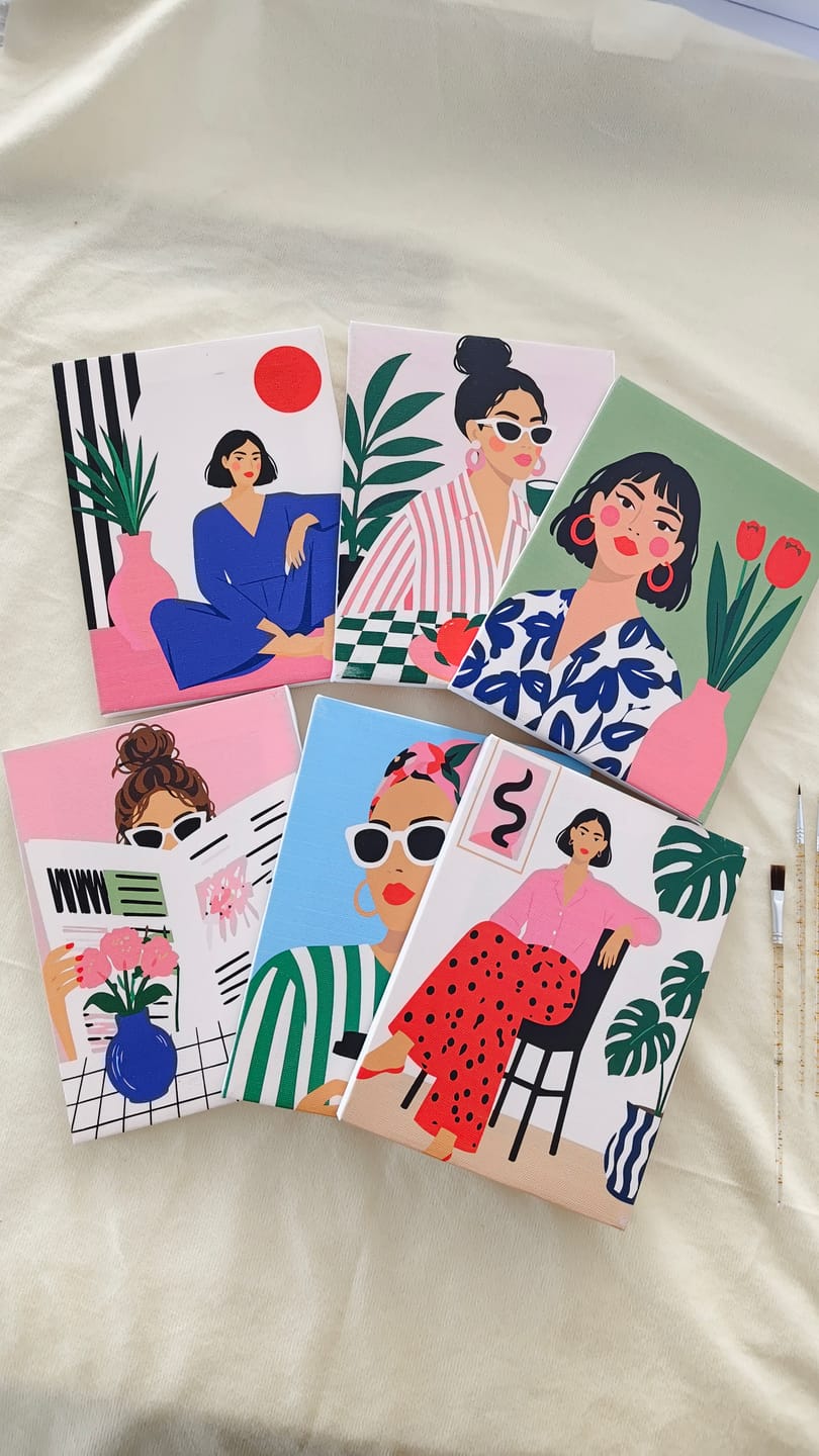 Customer photo review of 6 Mini Paintings -  Femme Forte Set