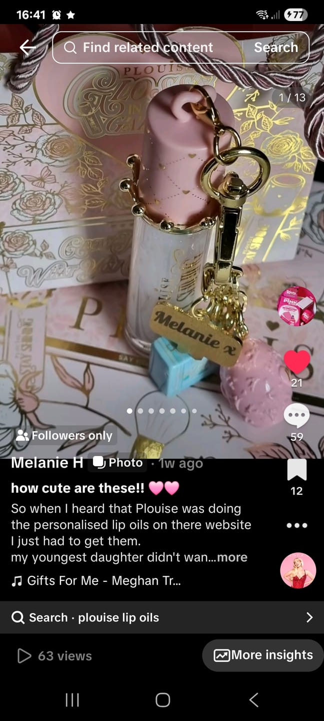 Customer photo review of Personalised Stay Shining Lip Oil
