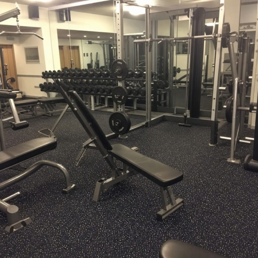 Customer photo review of 12mm Commercial Rubber Gym Tiles | 1m² Per Tile | Blue/Black & White/Black