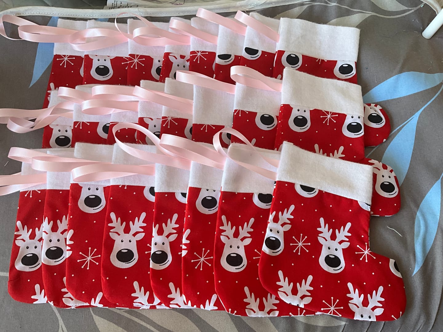 Customer photo review of White Reindeer Faces Polycotton Fabric