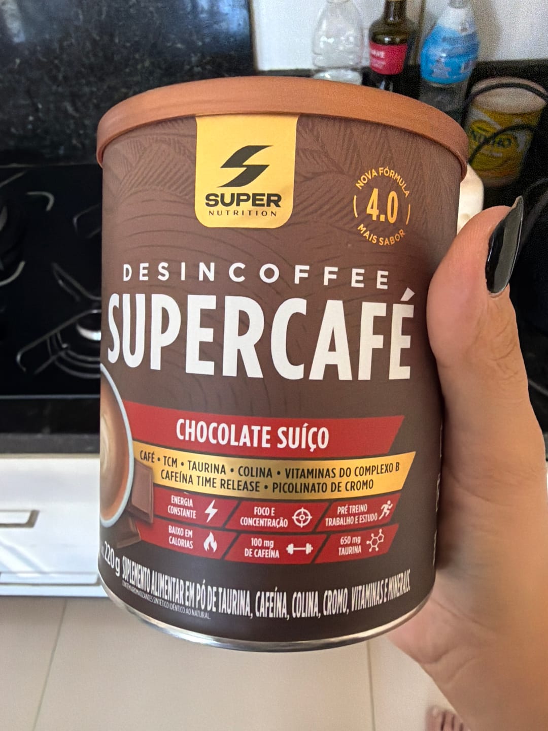 Customer photo review of Kit Prime: Caramelo Creatina, Supercafé Choc Suíço e Melatonina