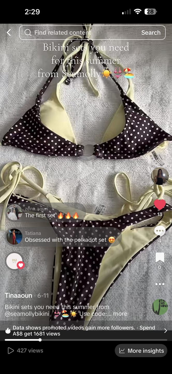 Customer photo review of Seamolly Contrast Color Polka Dot Print O Ring Double Layer Bikini Set