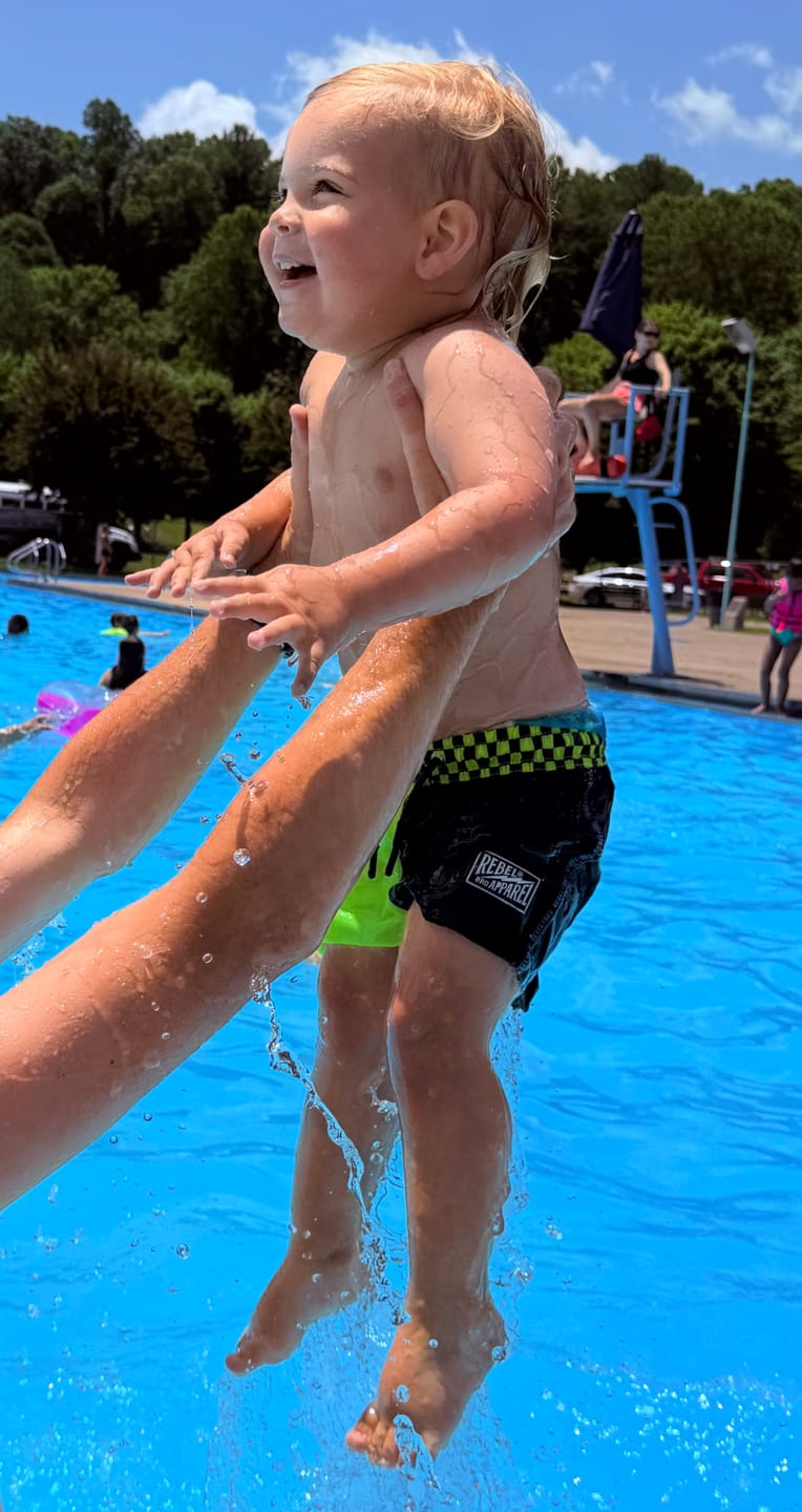 Customer photo review of Hybrid Swim Trunks in Neon Electric Lime + Black Colorblock