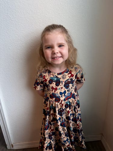 Customer photo review of Red, White and Cute Short Sleeve Ruffle Dress