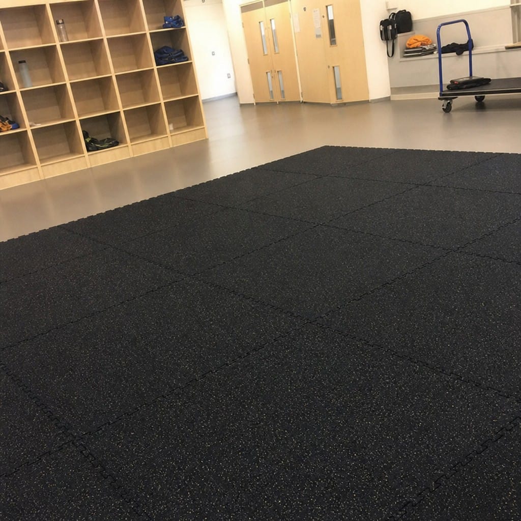 Customer photo review of 12mm Commercial Rubber Gym Tiles | 1m² Per Tile | Blue/Black & White/Black