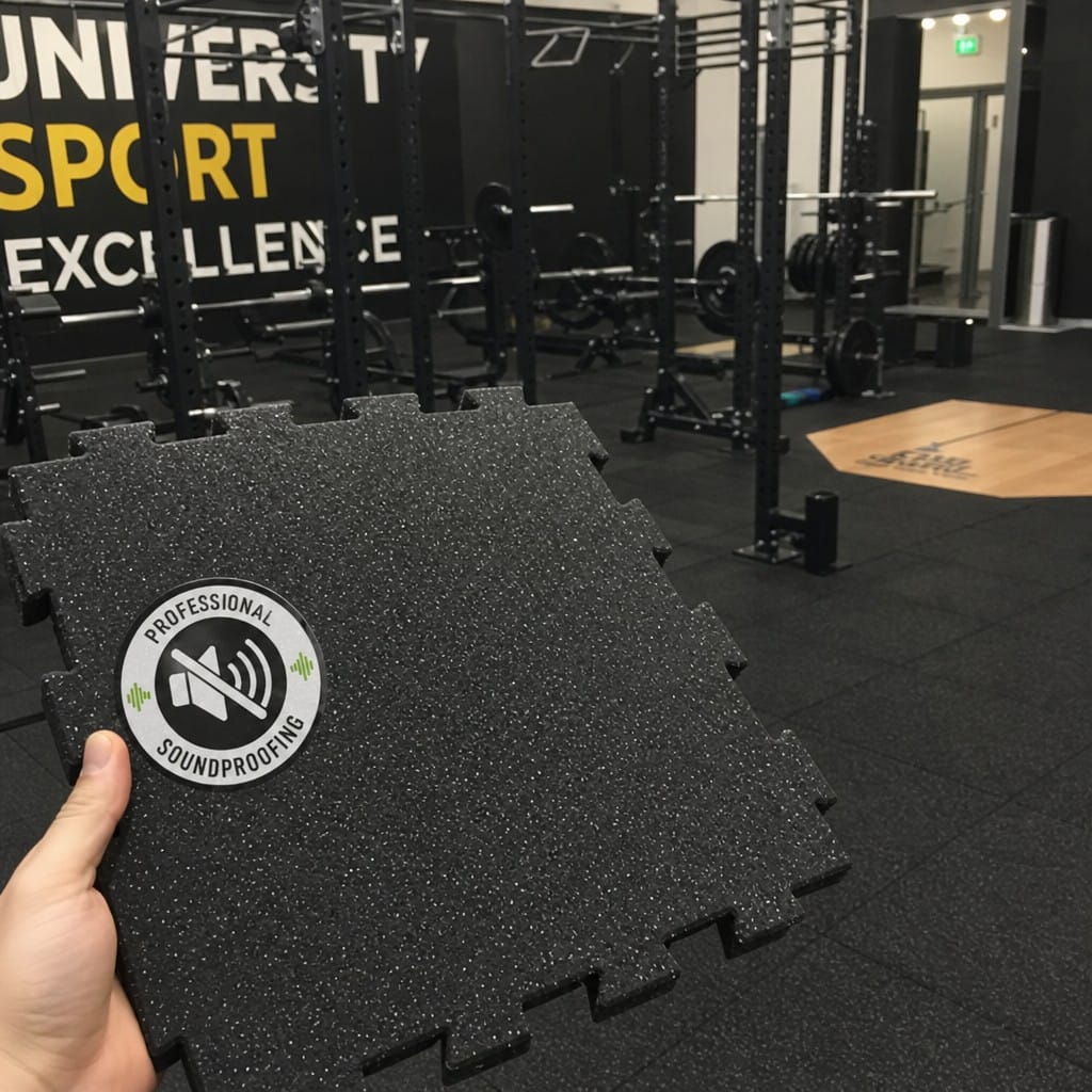 Customer photo review of 30mm Acoustic Rubber Gym Tiles | Soundproof Gym Flooring | 75 dB Noise Reduction | 200kg+ Drop Rated | EN 13893 Certified
