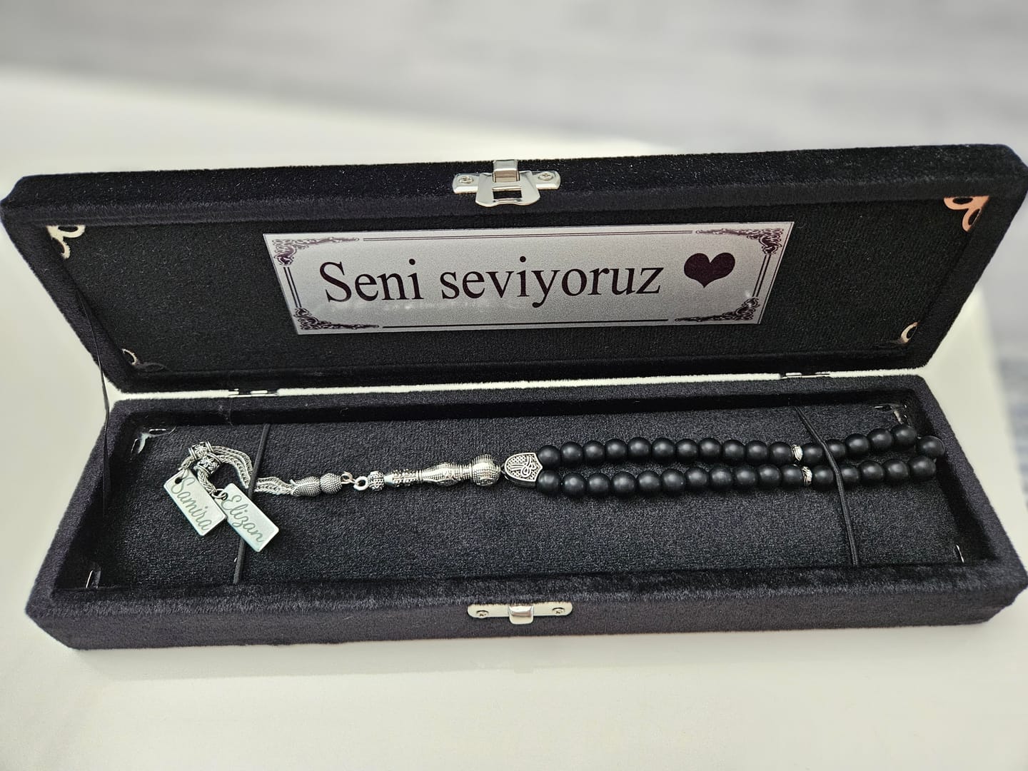 Customer photo review of Namen Tesbih personalisiert aus Naturstein mit Box