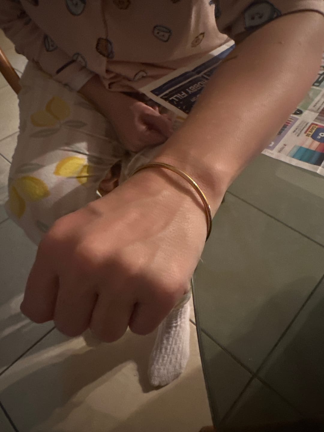 Customer photo review of Bullion Gold Solid Golf Bangle 3mm Gold Layered