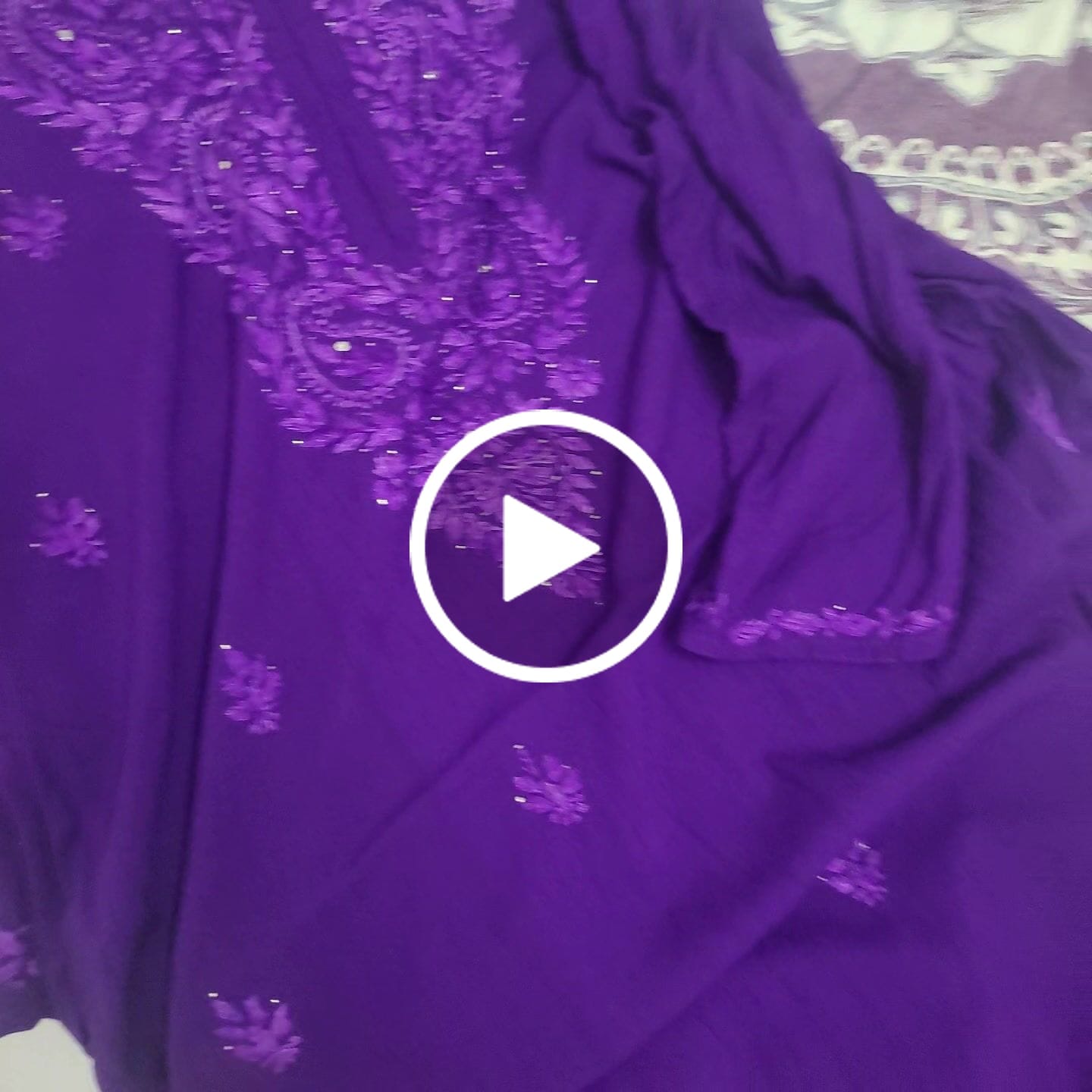 Customer video review of Purple 2 piece Rayon Mukaish set