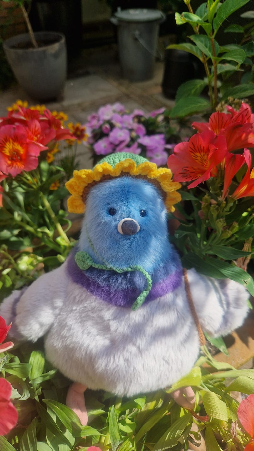 Customer photo review of Sunflower Bonnet for Jellycat Little Penguin – Crochet Hat Accessory