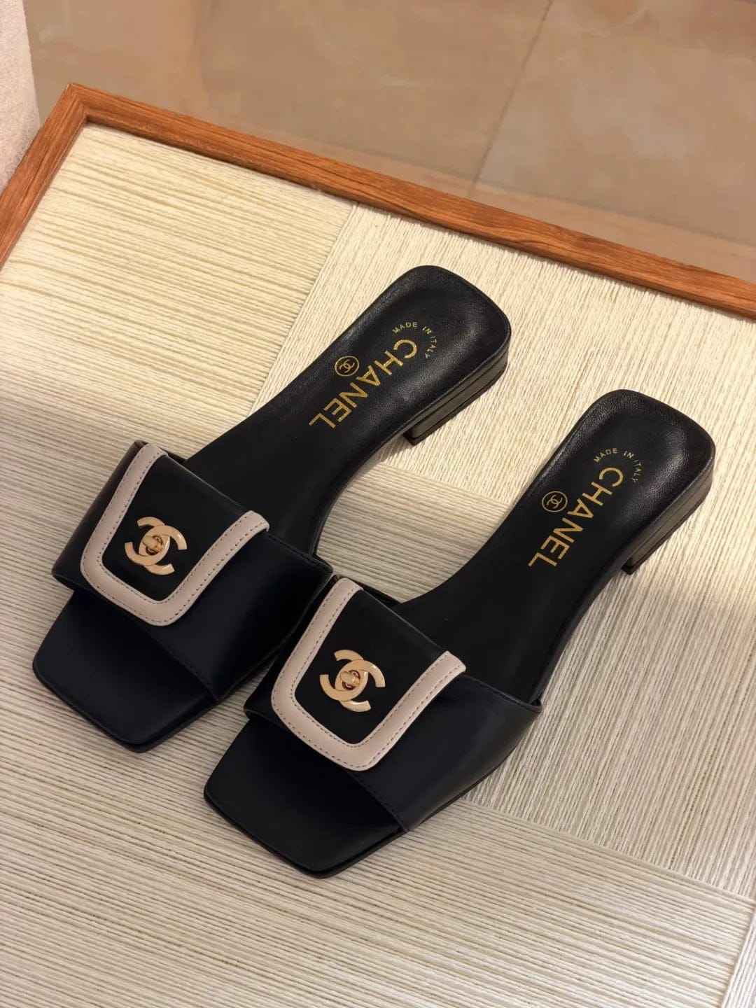 Customer photo review of Chanel 2026 Double C Buckle Square Toe Slipper 857303