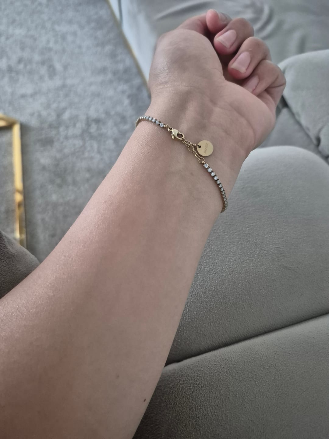 Customer photo review of Ava Petite Gold White Bracelet