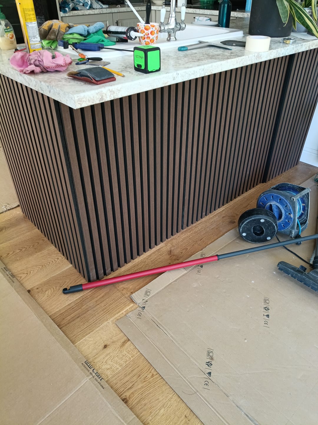 Customer photo review of Acoustic Slat Wall Panels Wooden Decorative Wall Panels Walnut Premium 2.4m x 0.6m