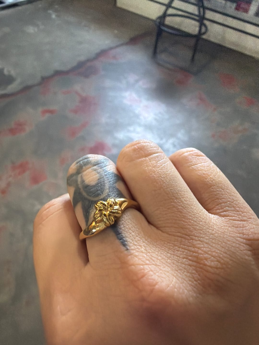Customer photo review of Cowrie Plumeria Ring