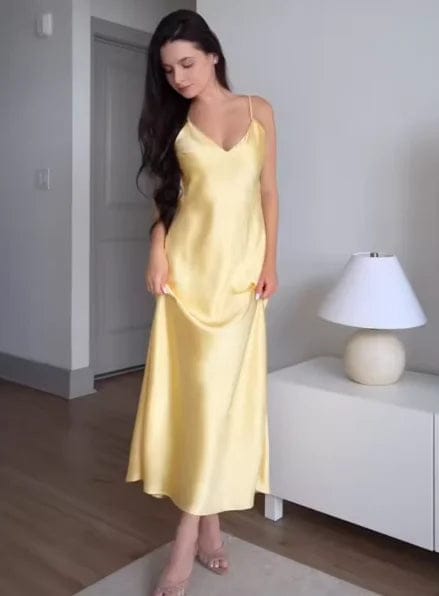 Customer photo review of Kirra Satin Backless Maxi Dress