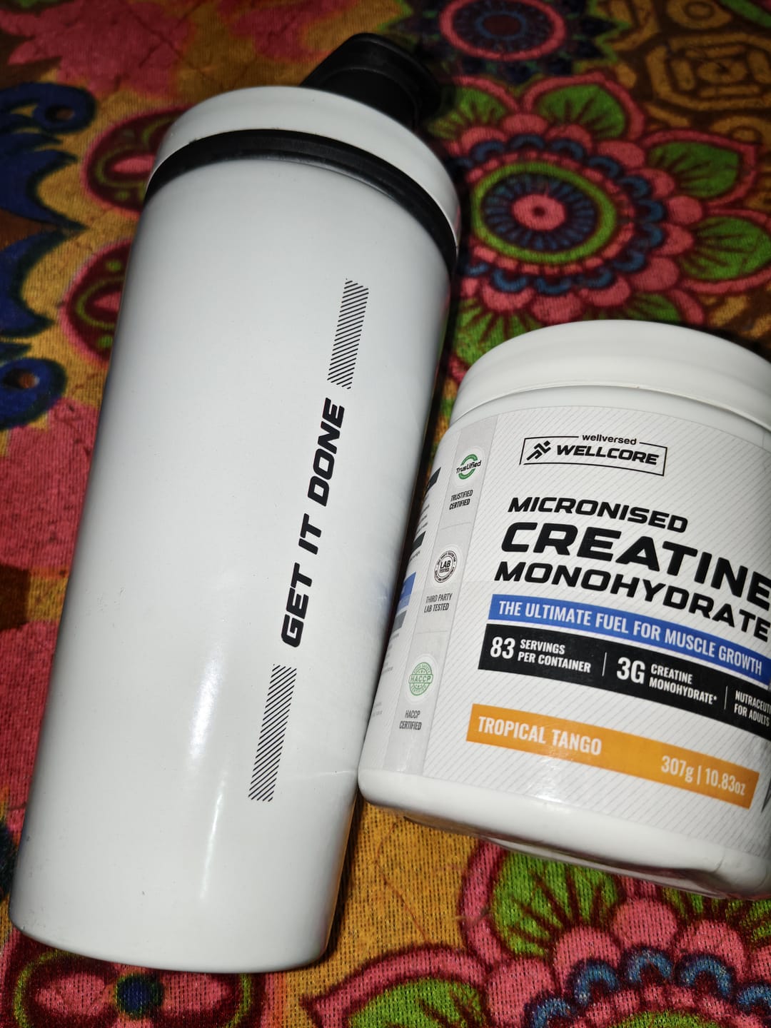 Customer photo review of Wellcore - Micronised Creatine Monohydrate (83 Servings, Tropical Tango) + Premium Steel Shaker
