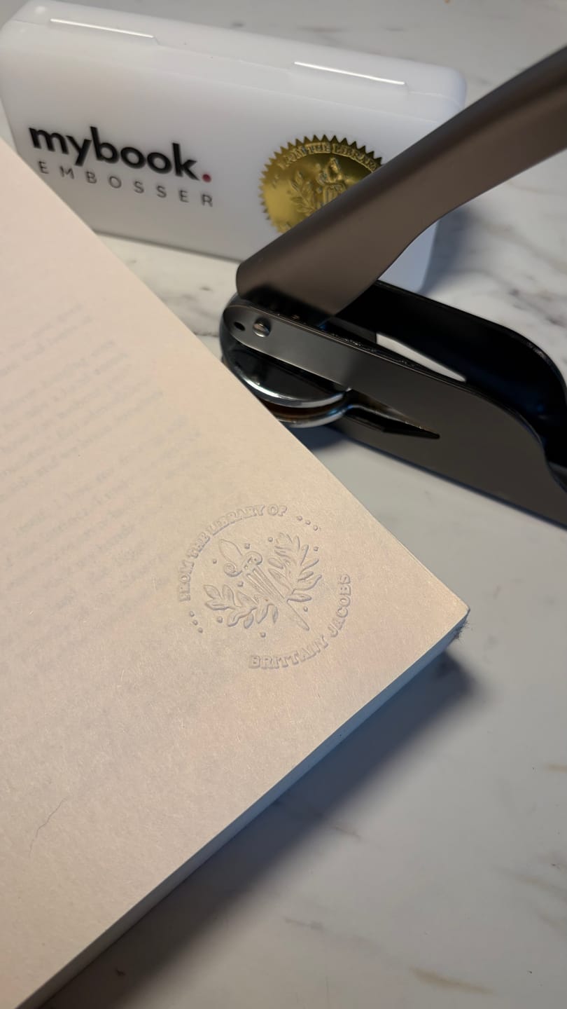 Customer photo review of My Book Embosser – Custom Book Embosser