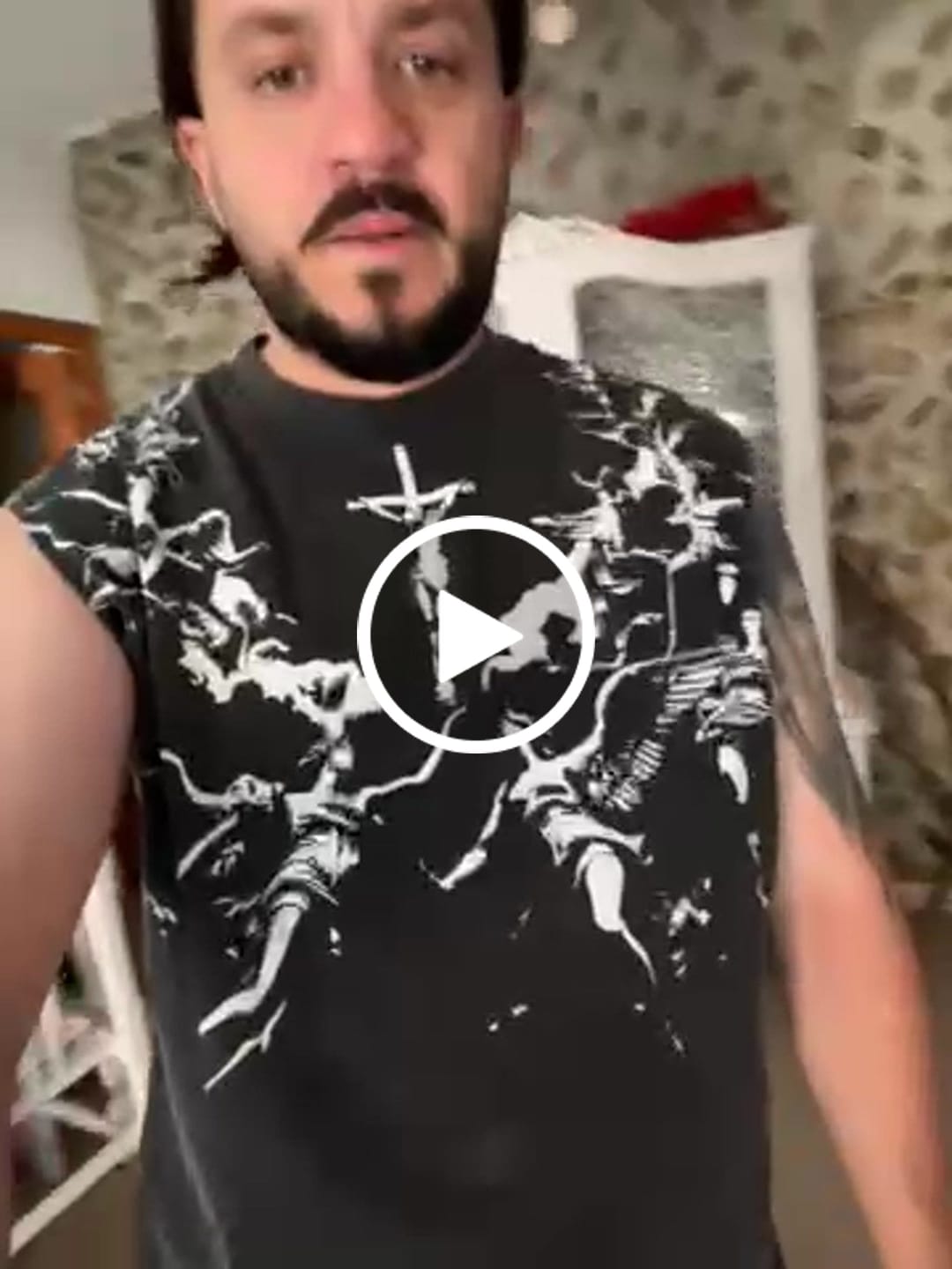 Customer video review of Crucifixion Cut Off Tee