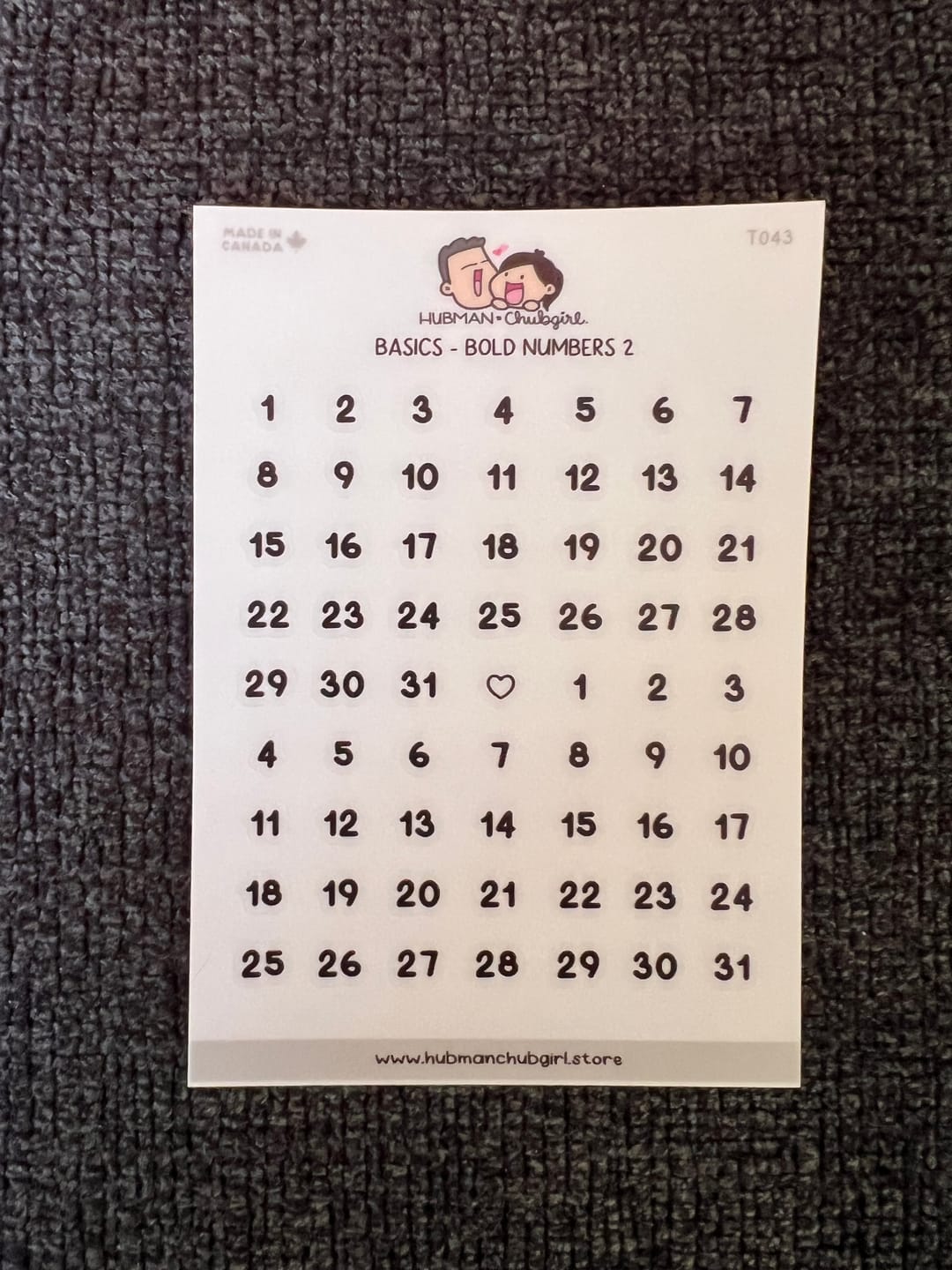 Customer photo review of Basics - Numbers Text Planner Stickers (Bold Font)