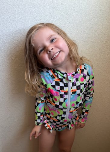 Customer photo review of Long Sleeve One Piece Zip Rash Guard