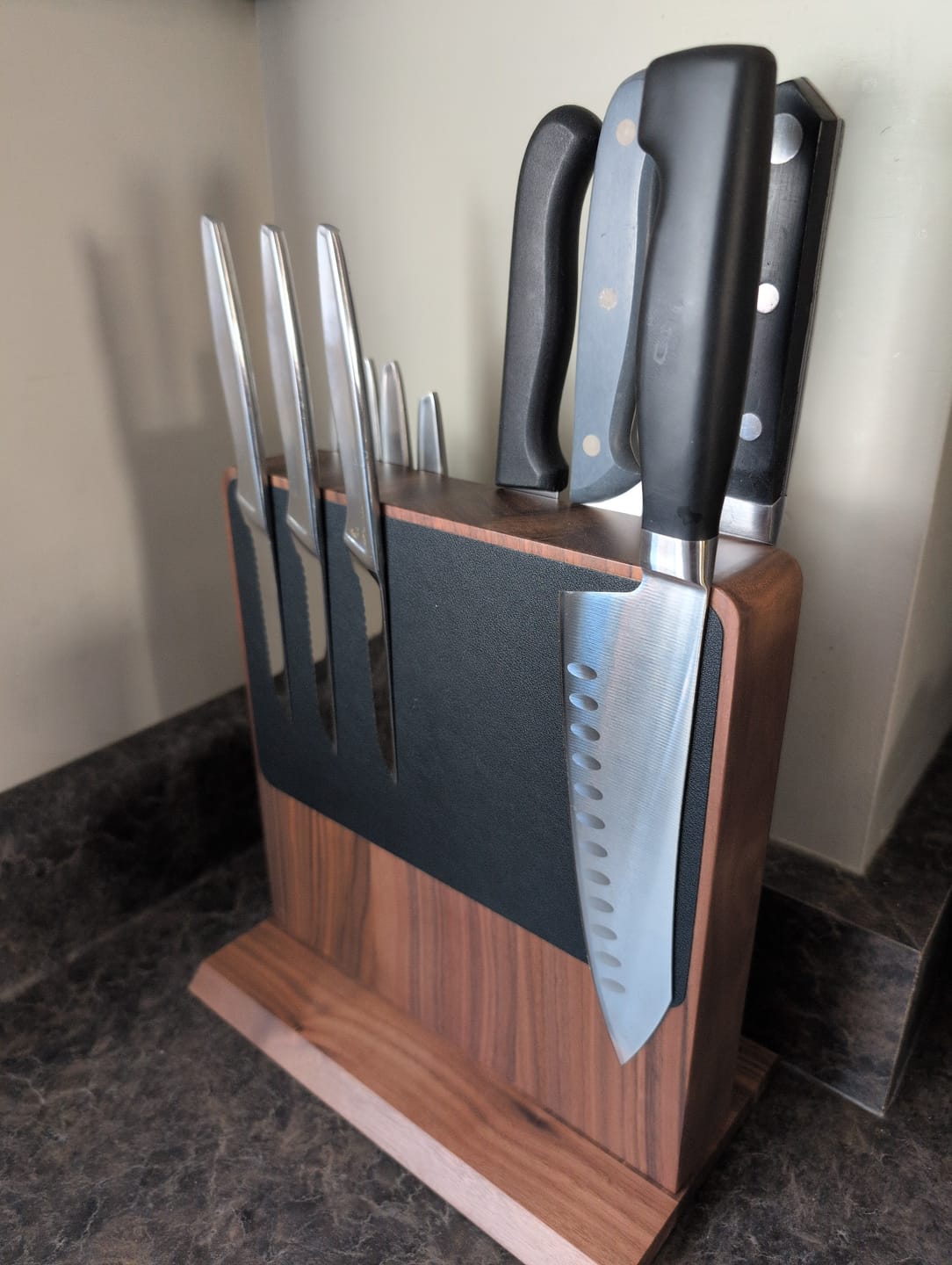 Customer photo review of Magnetic Knife Block - Walnut