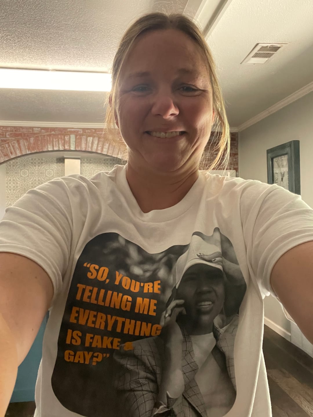 Customer photo review of Fake & Gay T-shirt