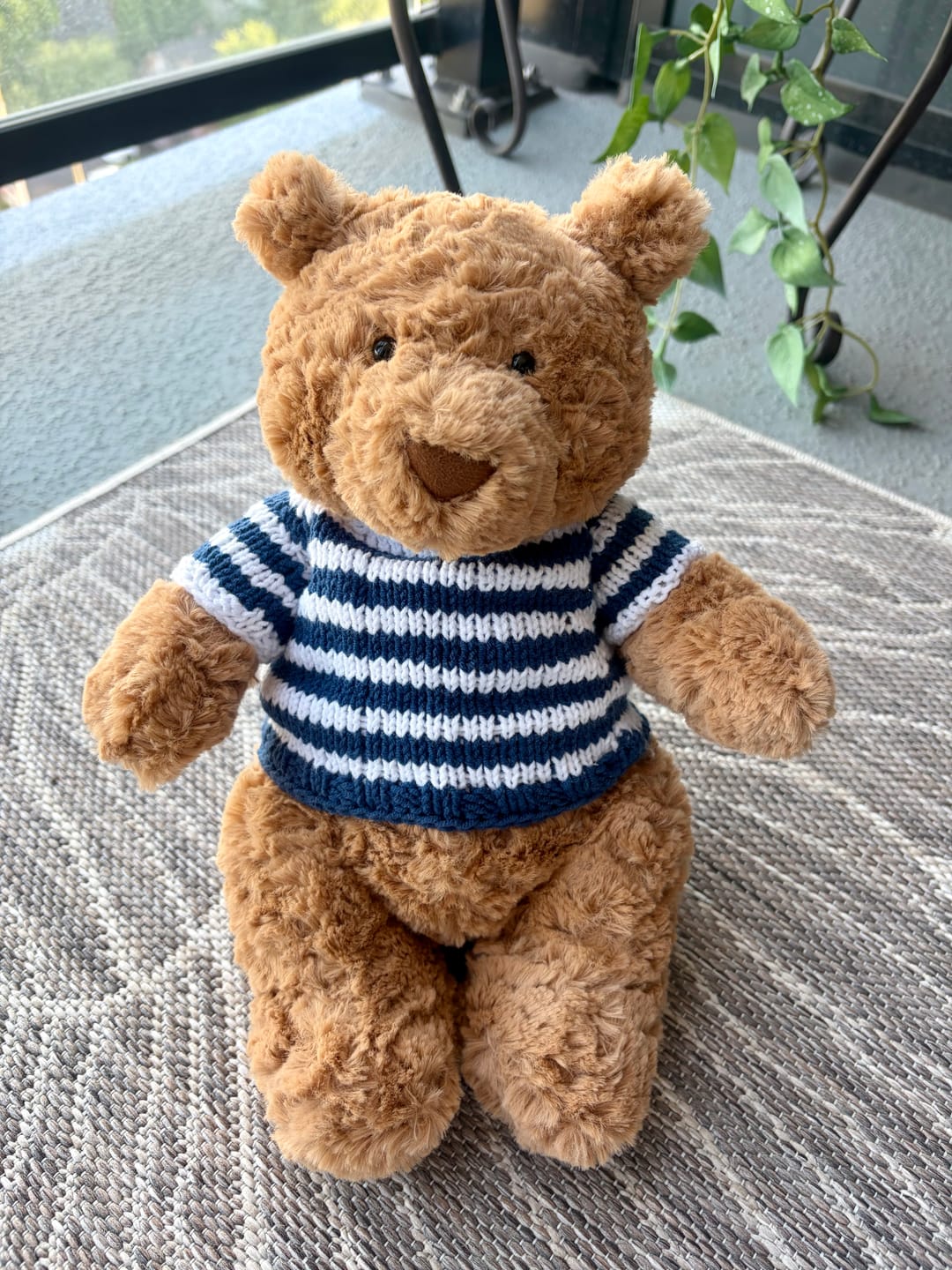 Customer photo review of Navy Blue & White Nautical Sweater for Jellycat Bartholomew Bear