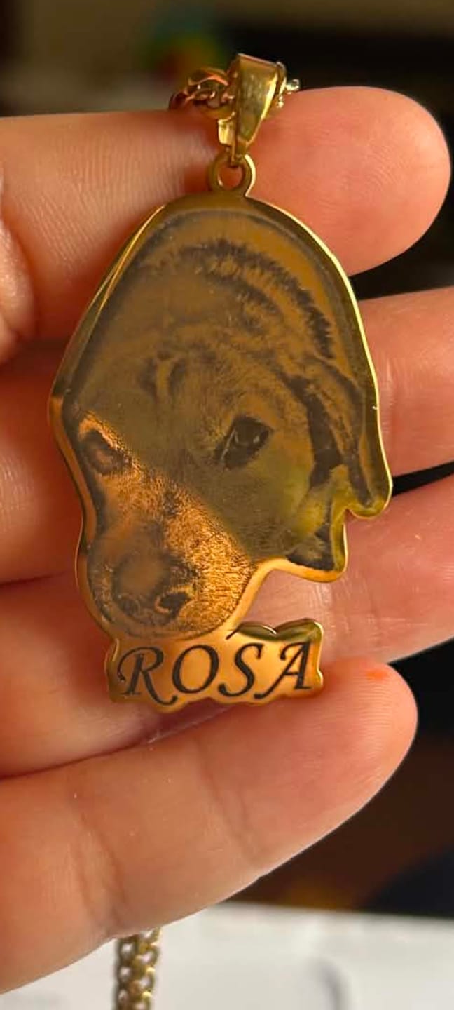 Customer photo review of Custom Photo Engraved Pet Necklace