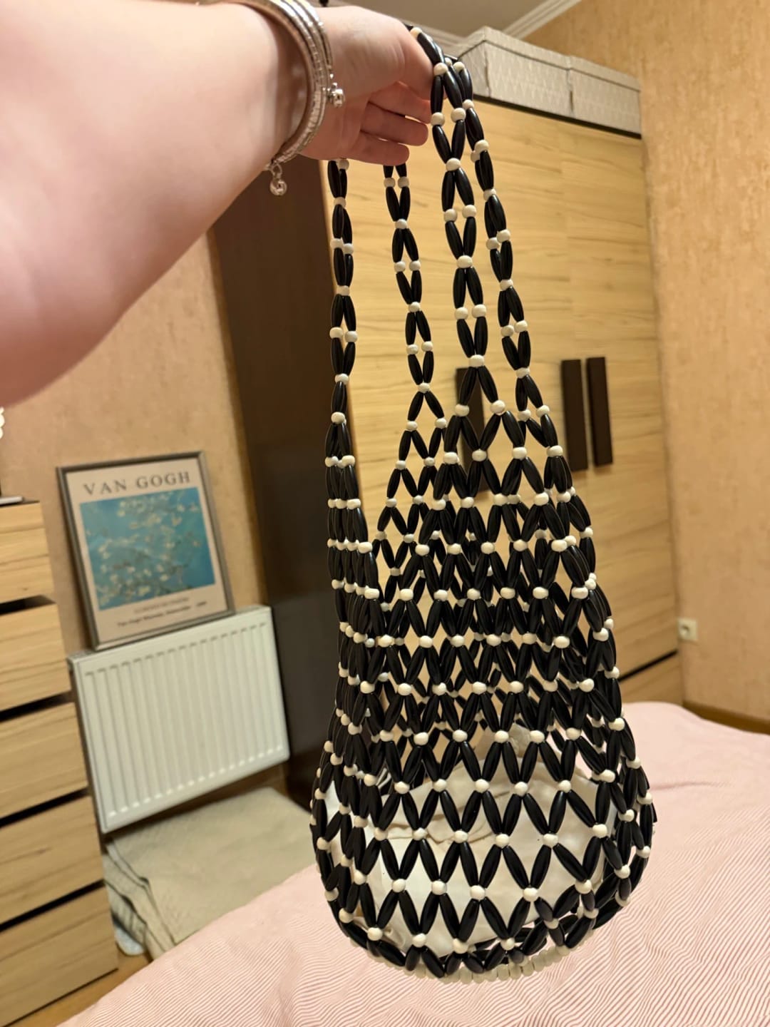 Customer photo review of Boho Wooden Bead Crossbody Handbag