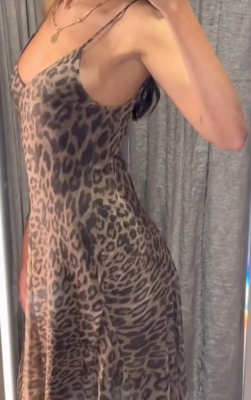 Customer photo review of Margot Leopard Print Sling Maxi Dress