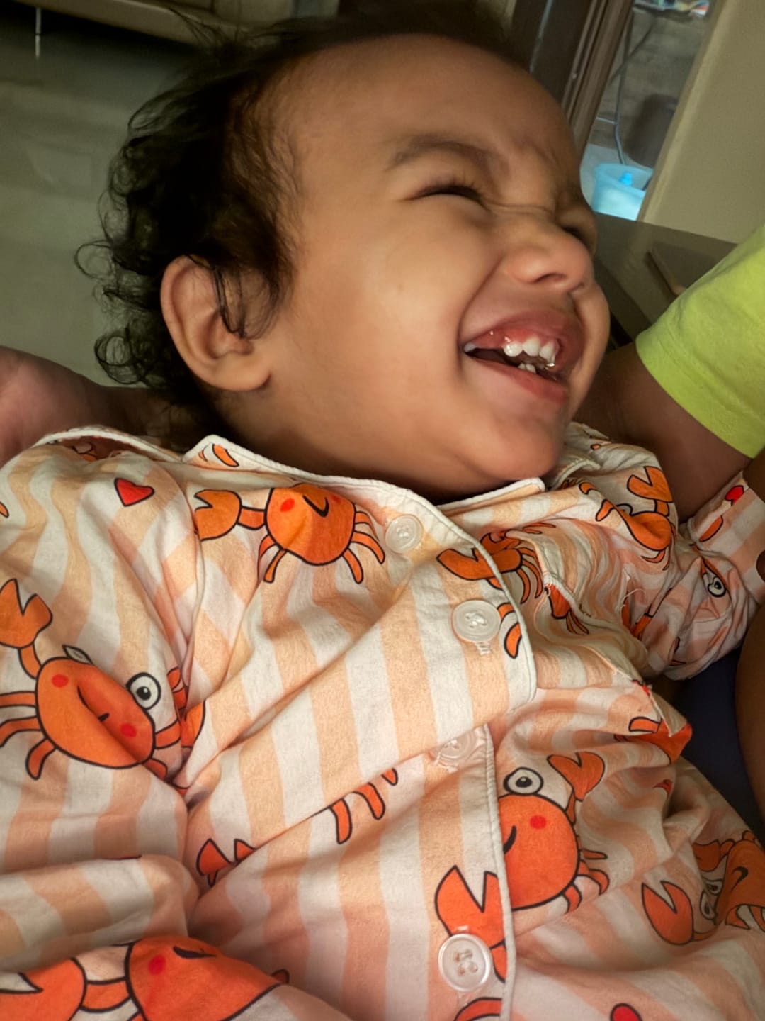 Customer photo review of Stripes and Crabs Night Suit