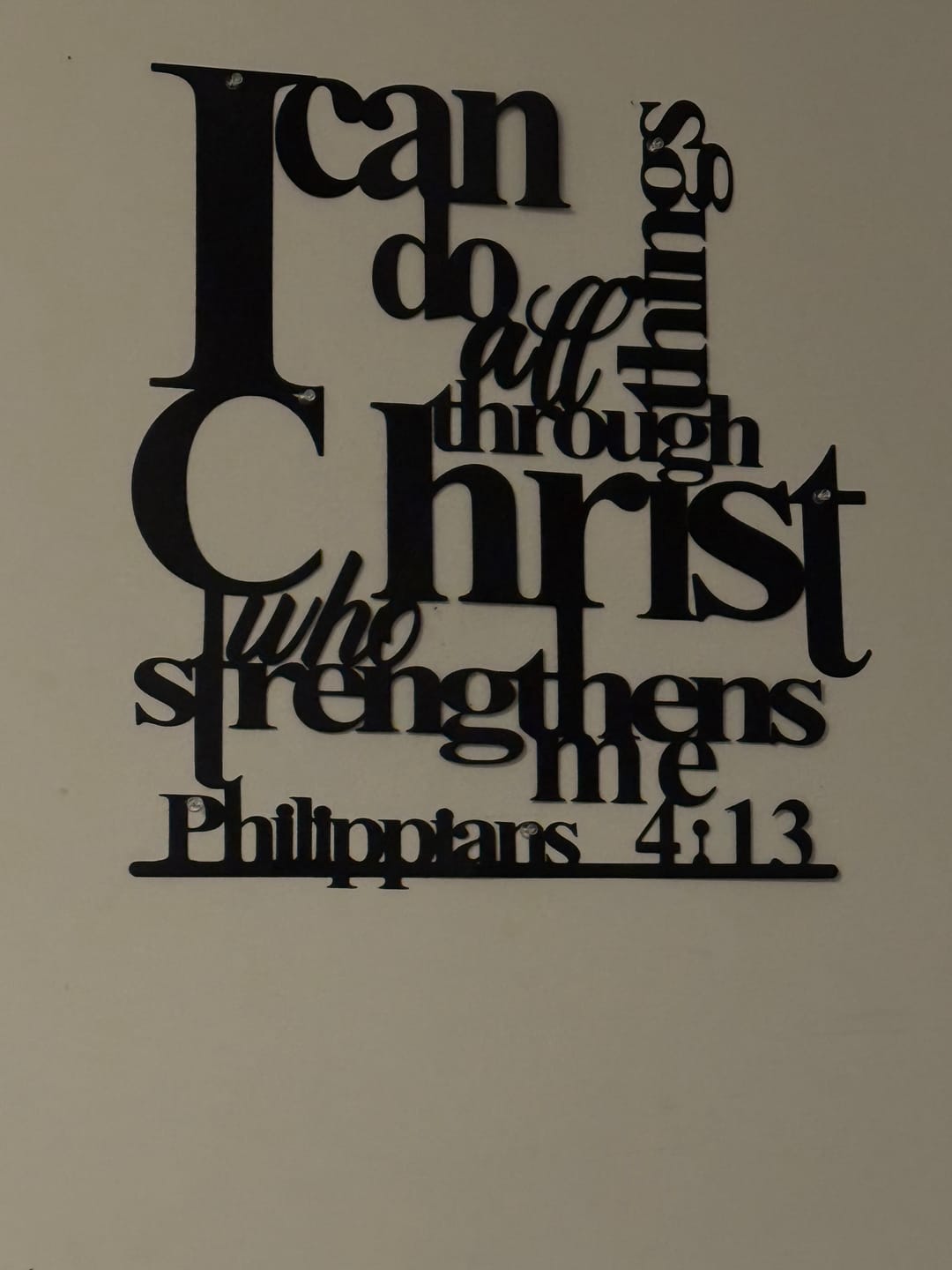 Customer photo review of Christianartworkshop Philippians 4:13 I Can Do All Things Metal Wall Decor: Christ’s Strength for Your Walls