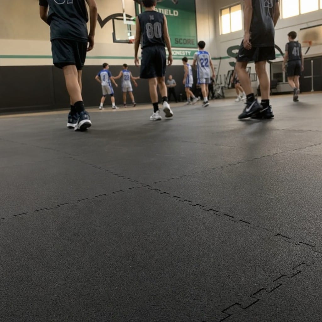 Customer photo review of 16mm Interlocking Rubber Gym Tiles | 500mm × 500mm | EN 13893 Certified | Commercial Grade