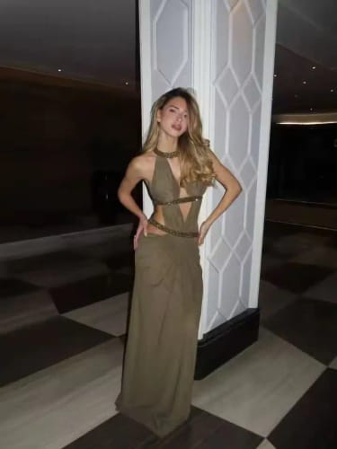 Customer photo review of Sophia Halter Maxi Dress