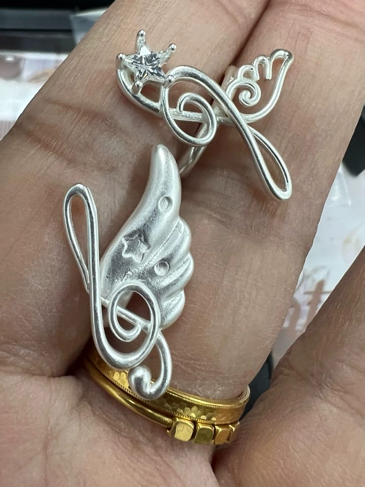 Customer photo review of Winged Grace Platinum Plating Music Note Wing Ear Cuffs™