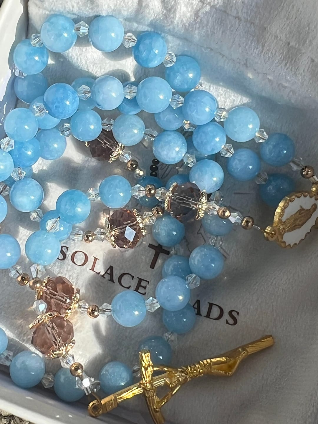 Customer photo review of SolaceBeads Serene Waters Aquamarine Beads Rosary